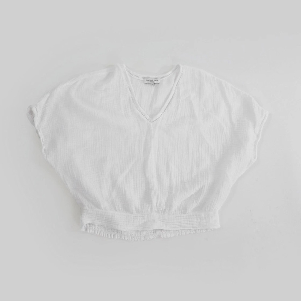 Michael Stars Los Angles USA white cotton gauze crochet blouse Sz. M - Picture 4 of 8
